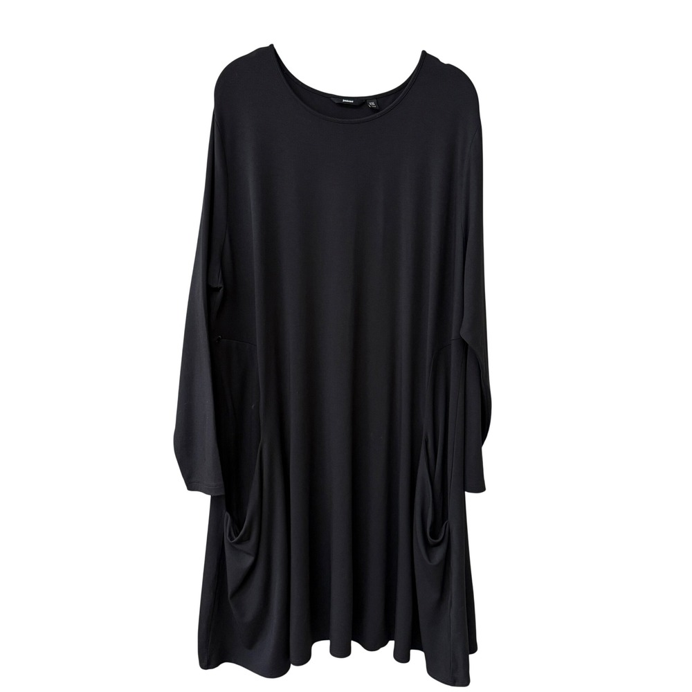 Betabrand Womens Travel Swing Dress Lagenlook Modal Silk XXL Black Pockets